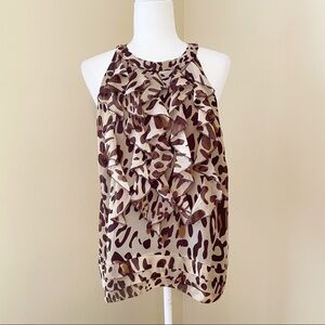 Willi Smith Ruffle Front Leopard Halter Top - L
